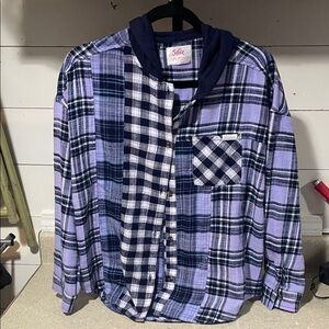 Justice Blue and Purple Plaid shirt